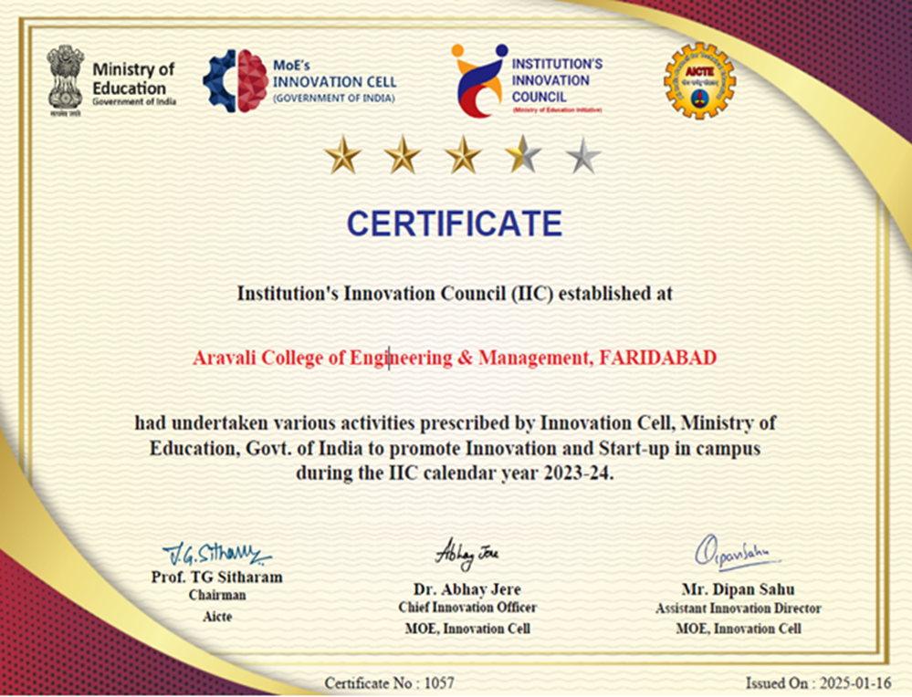 Star Rating Certificate